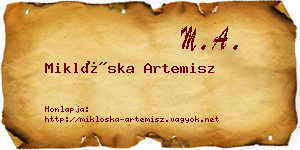 Miklóska Artemisz névjegykártya
